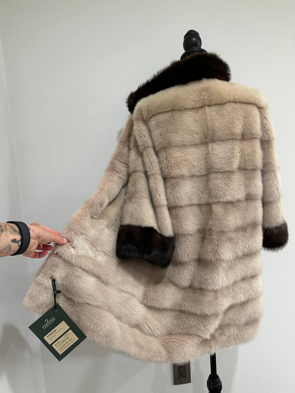 Luxurious Real Genuine Mink & Sable Fur Coat Golden Mocha horizontal 1201146 S