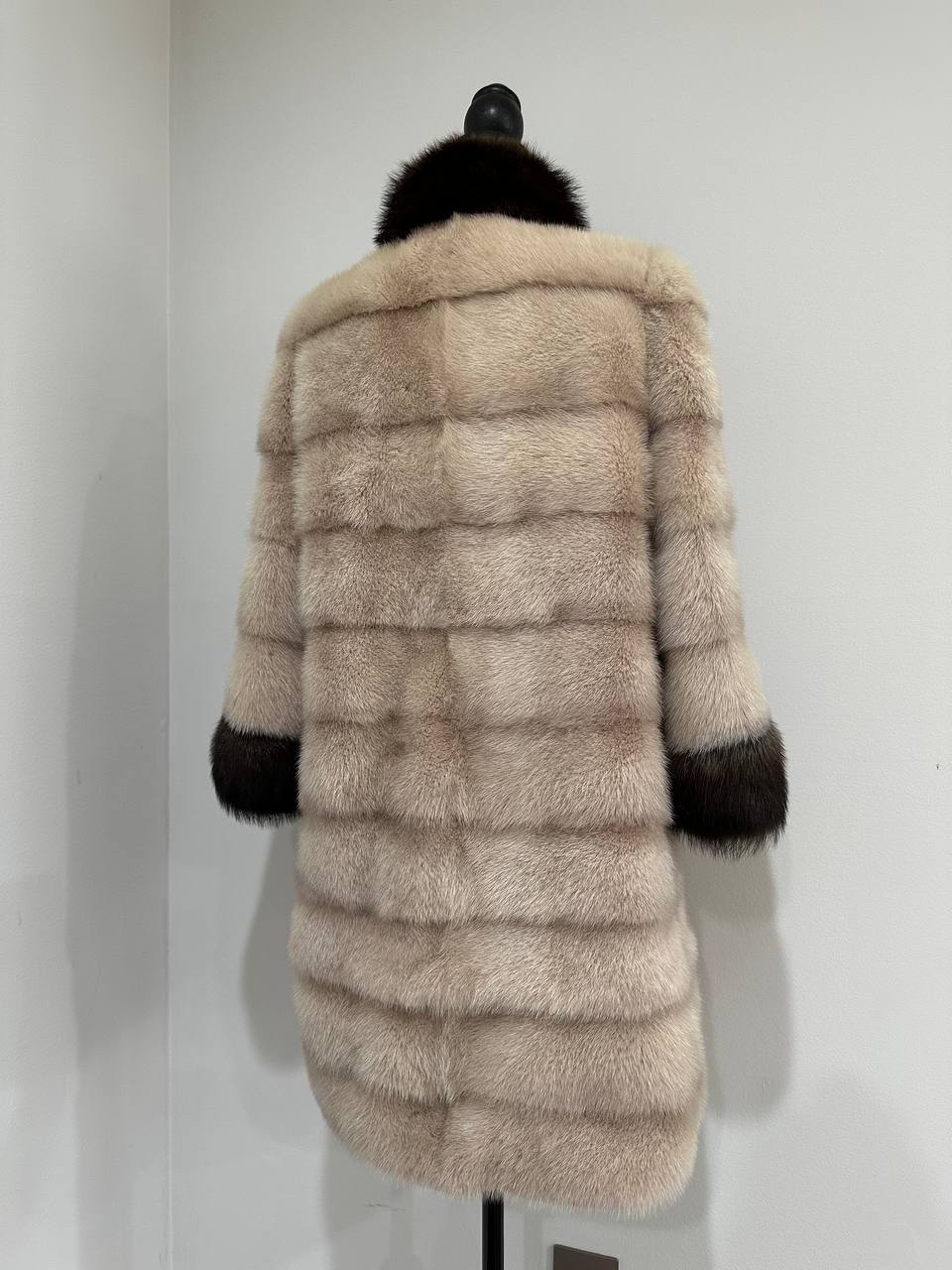 Luxurious Real Genuine Mink & Sable Fur Coat Golden Mocha horizontal 1201146 S