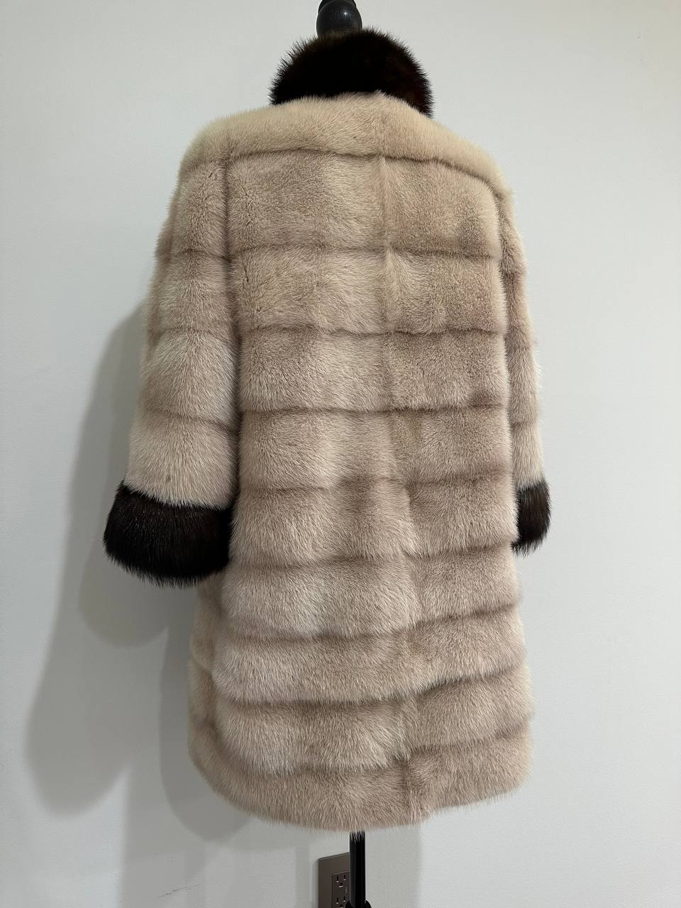Luxurious Real Genuine Mink & Sable Fur Coat Golden Mocha horizontal 1201146 S