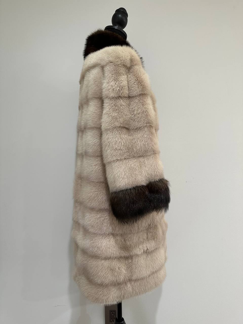 Luxurious Real Genuine Mink & Sable Fur Coat Golden Mocha horizontal 1201146 S