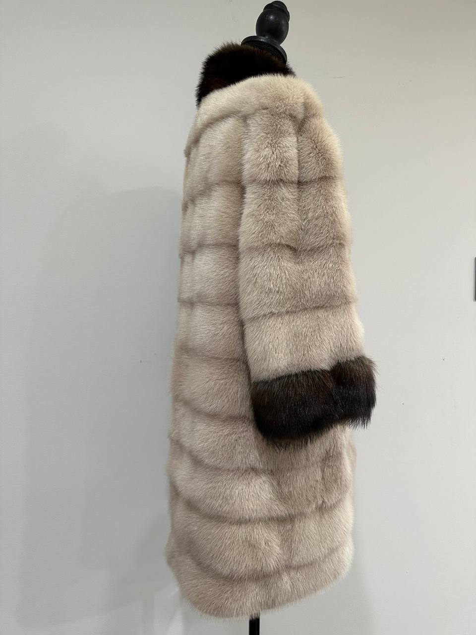 Luxurious Real Genuine Mink & Sable Fur Coat Golden Mocha horizontal 1201146 S