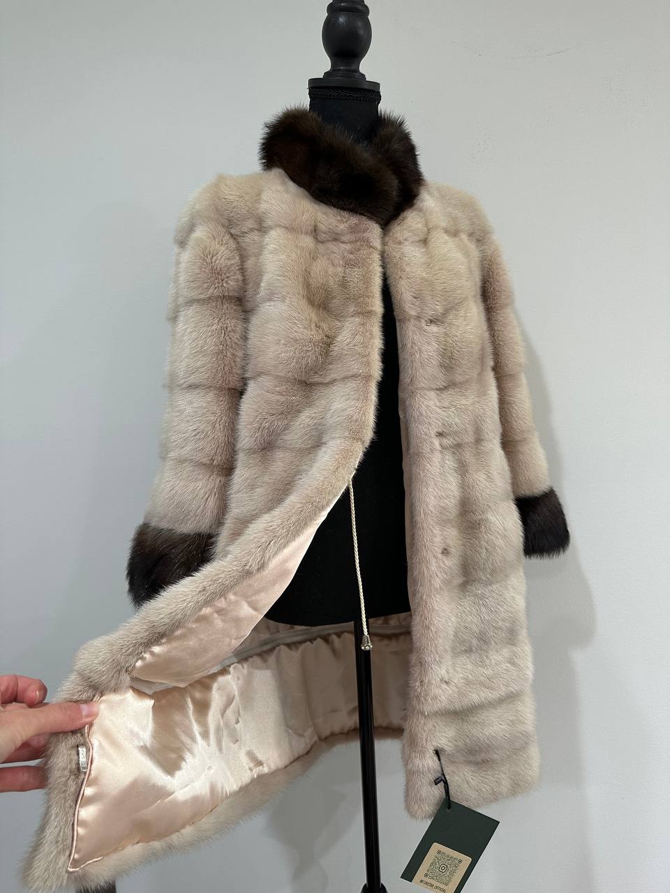 Luxurious Real Genuine Mink & Sable Fur Coat Golden Mocha horizontal 1201146 S