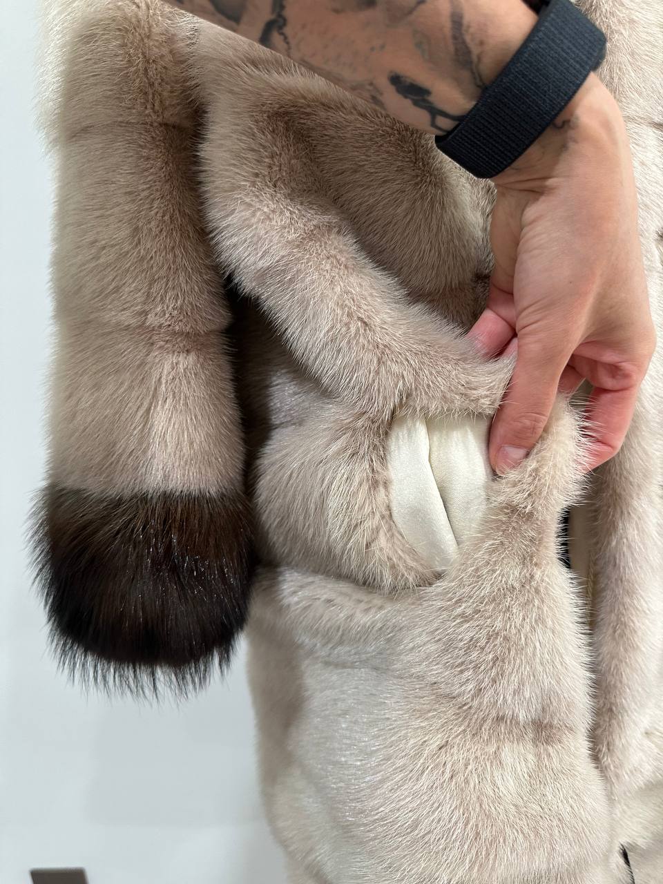Luxurious Real Genuine Mink & Sable Fur Coat Golden Mocha horizontal 1201146 S