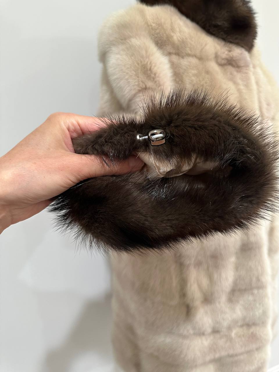Luxurious Real Genuine Mink & Sable Fur Coat Golden Mocha horizontal 1201146 S