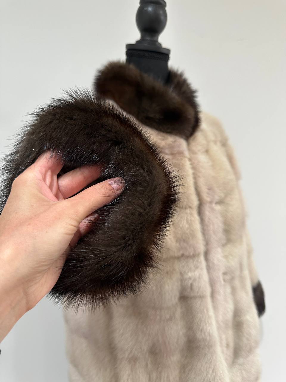 Luxurious Real Genuine Mink & Sable Fur Coat Golden Mocha horizontal 1201146 S