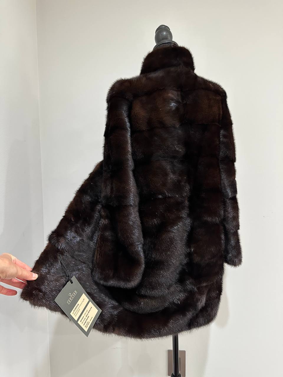 New Luxury Real Mink Fur Coat XS size Velvet Chestnut 1201147