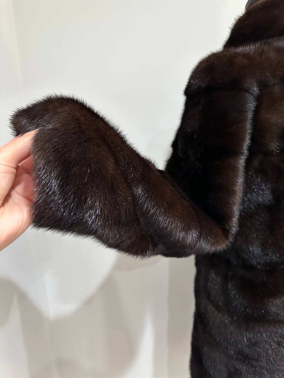 New Luxury Real Mink Fur Coat XS size Velvet Chestnut 1201147