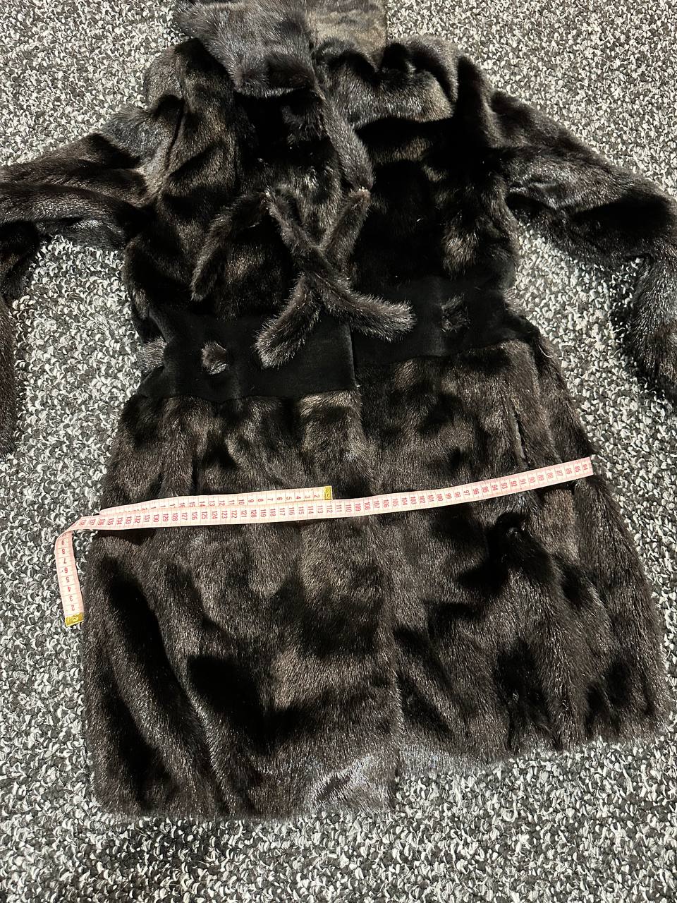 NEW REAL MINK FUR coat size S BELTED HOODED 1201123 long sleeve jacket BLACK