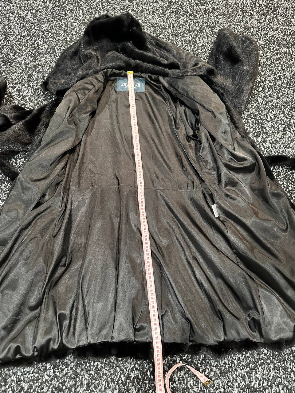 NEW REAL MINK FUR coat size S BELTED HOODED 1201123 long sleeve jacket BLACK