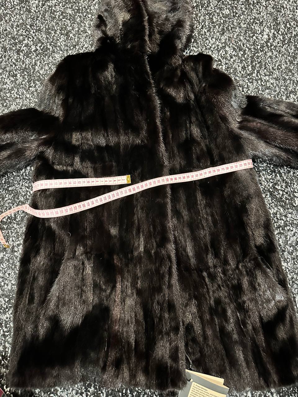Luxury Womens Real MINK FUR 1201126 size M BLACK Coat Hooded Jacket