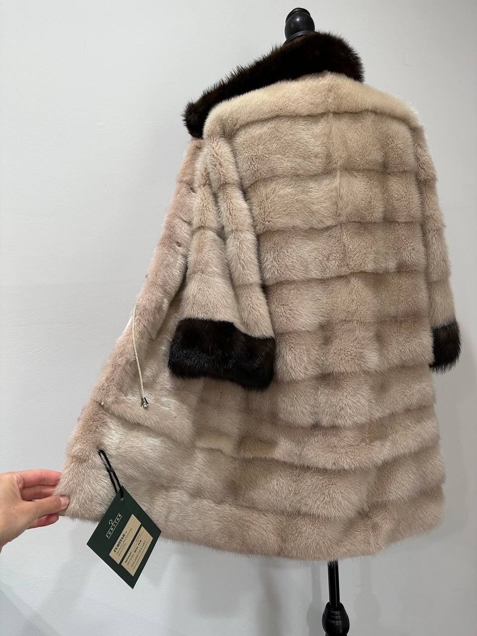 Luxurious Real Genuine Mink & Sable Fur Coat Golden Mocha horizontal 1201146 S