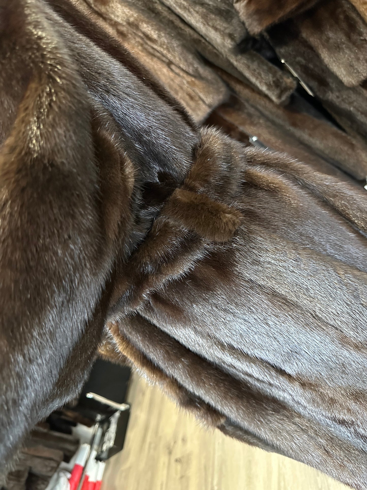 Mink Fur Coat Women Real Genuine dark brown size M NEW 1109926 FURSTAR BELTED