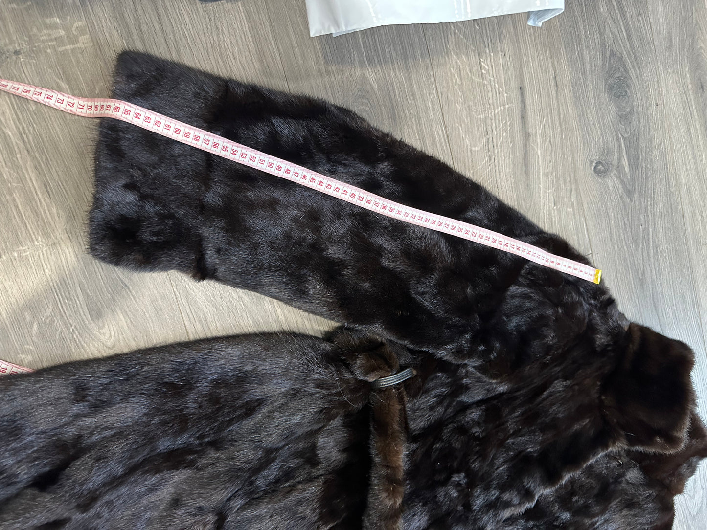 women real mink fur coat with belt dark brown color size L NEW!!! 1109927