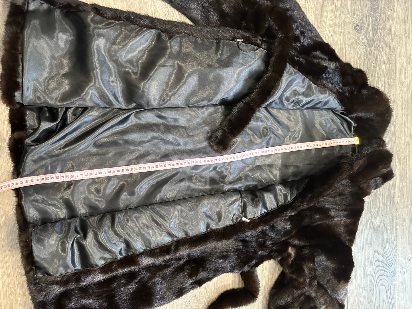 women real mink fur coat with belt dark brown color size L NEW!!! 1109927