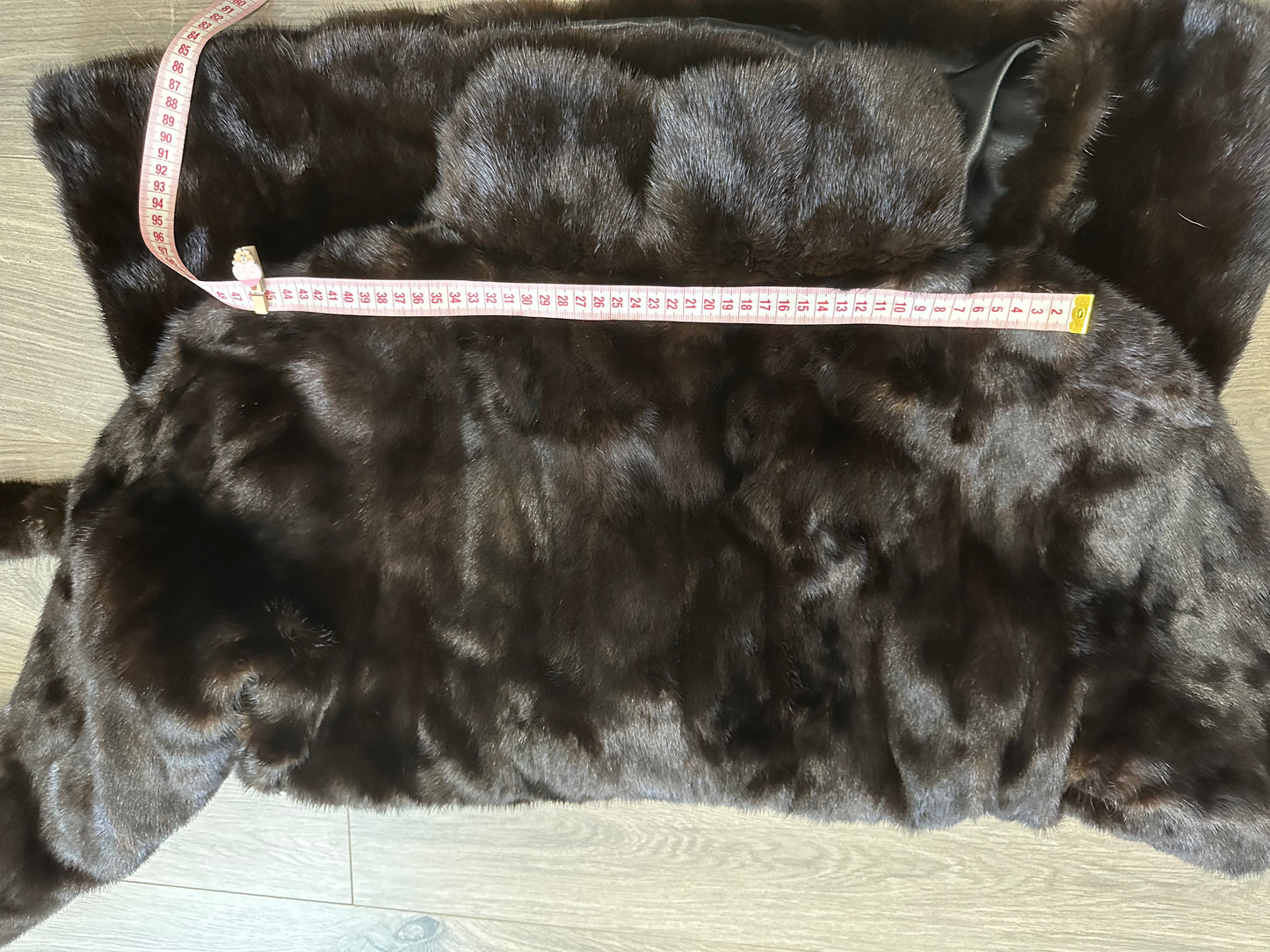 women real mink fur coat with belt dark brown color size L NEW!!! 1109927