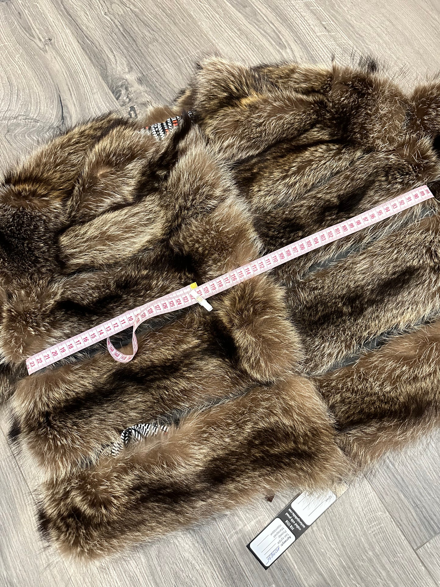 New REAL raccoon FUR SHORT BOMBER Coat Size XL 1109835 HORIZONTAL STYLE