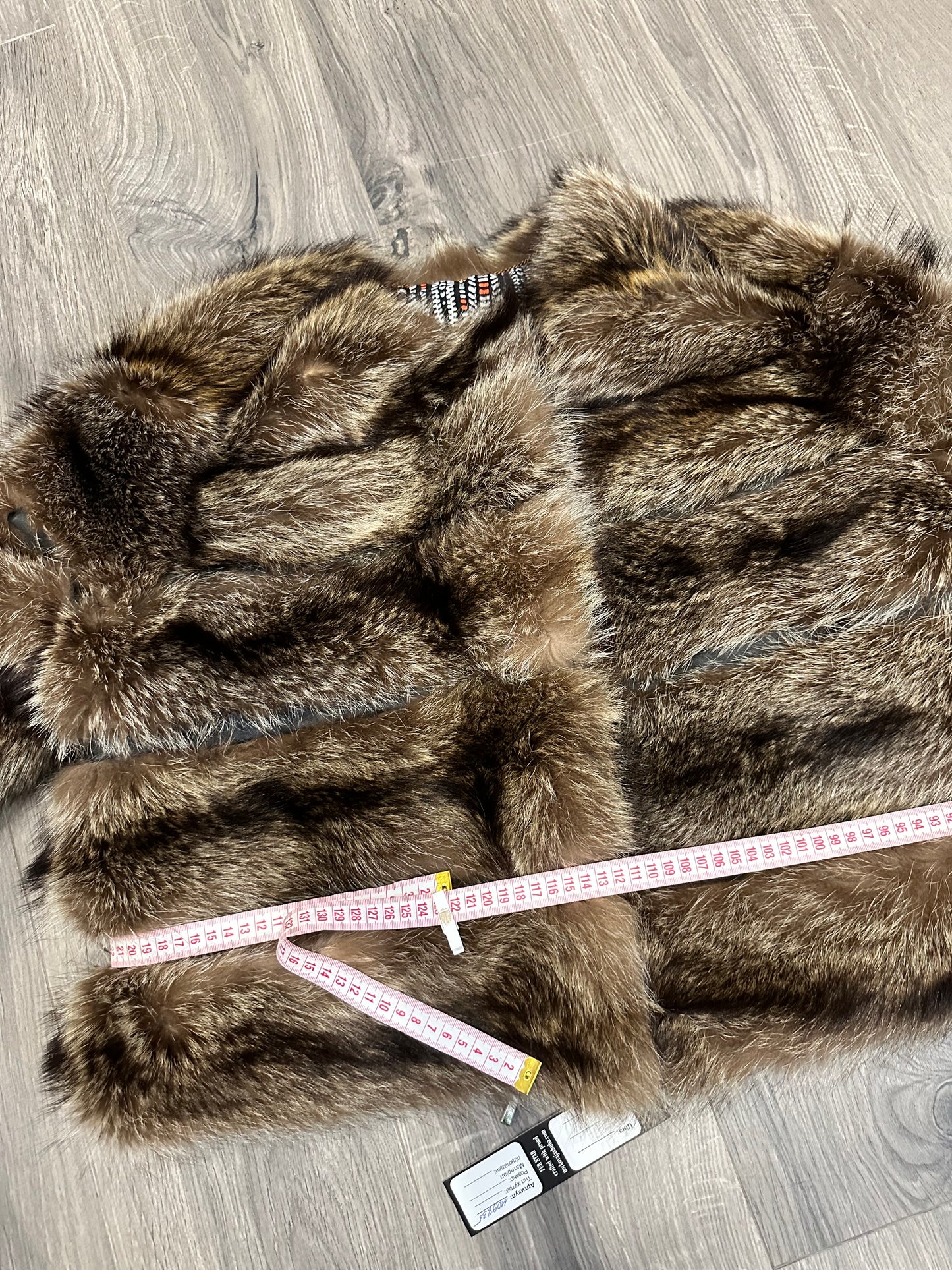 New REAL raccoon FUR SHORT BOMBER Coat Size XL 1109835 HORIZONTAL STYLE