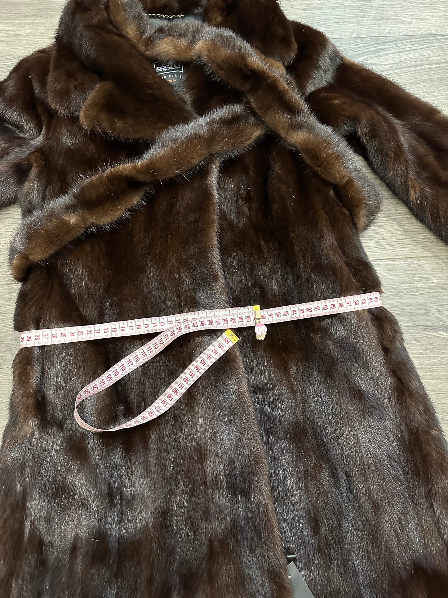 Women Real GENUINE Mink Fur coat belted brown chocolate size S NEW 1109935 FURSTAR