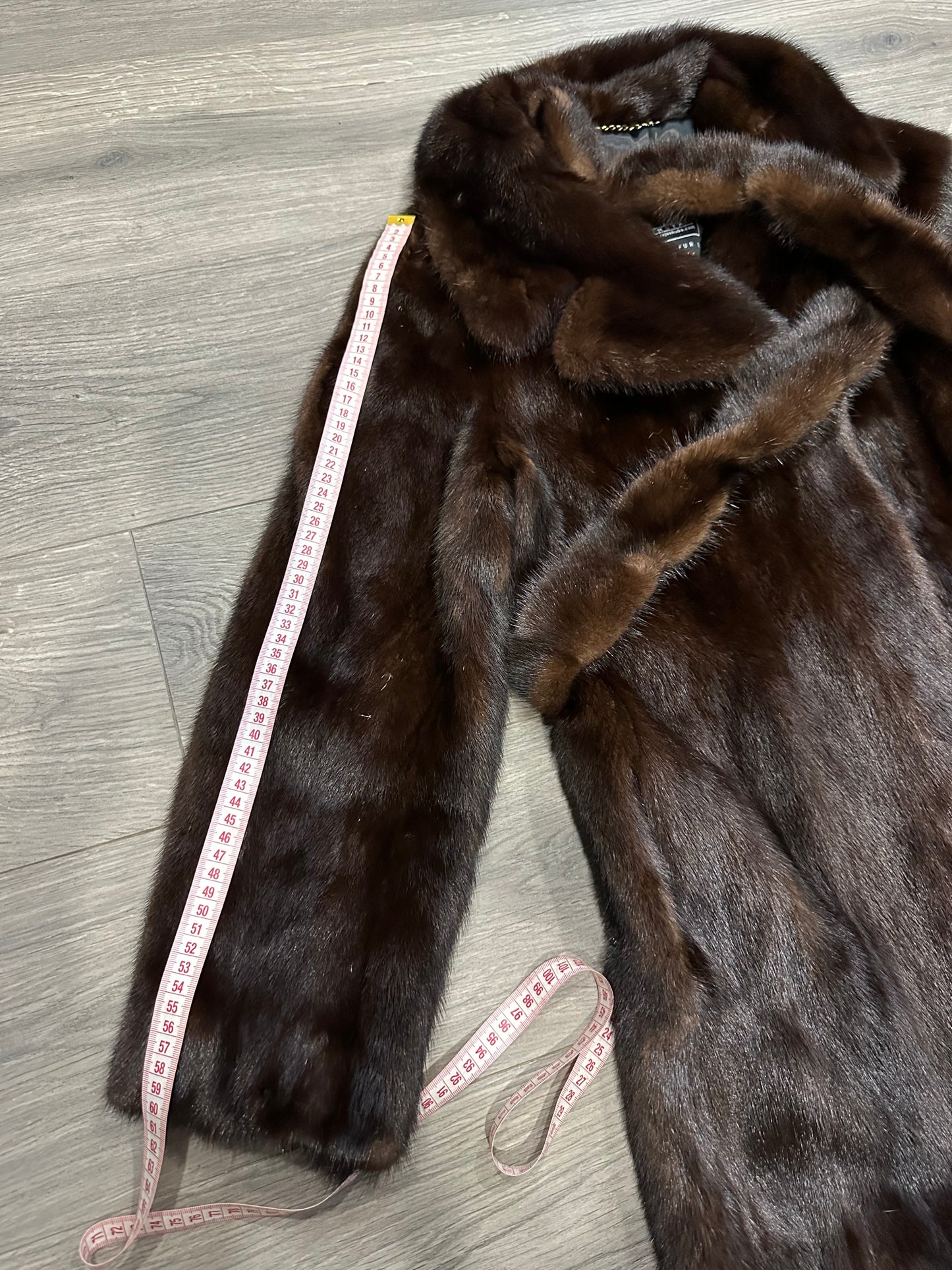 Women Real GENUINE Mink Fur coat belted brown chocolate size S NEW 1109935 FURSTAR