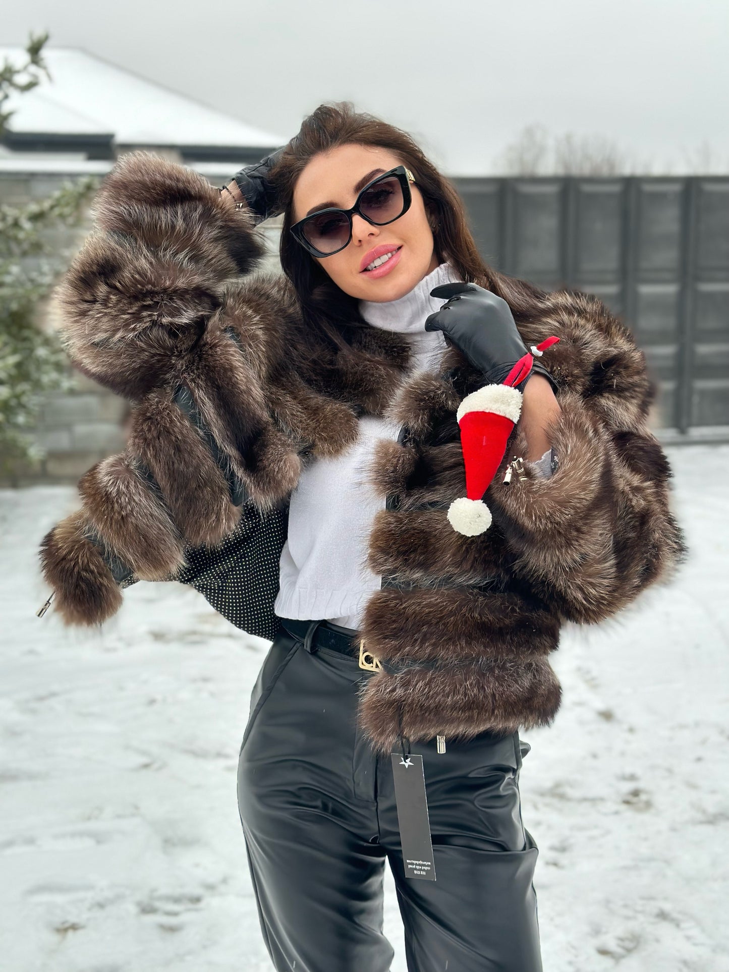 Real raccoon 100% Fur SHORT BOMBER Coat Size L 1109838 HORIZONTAL STYLE