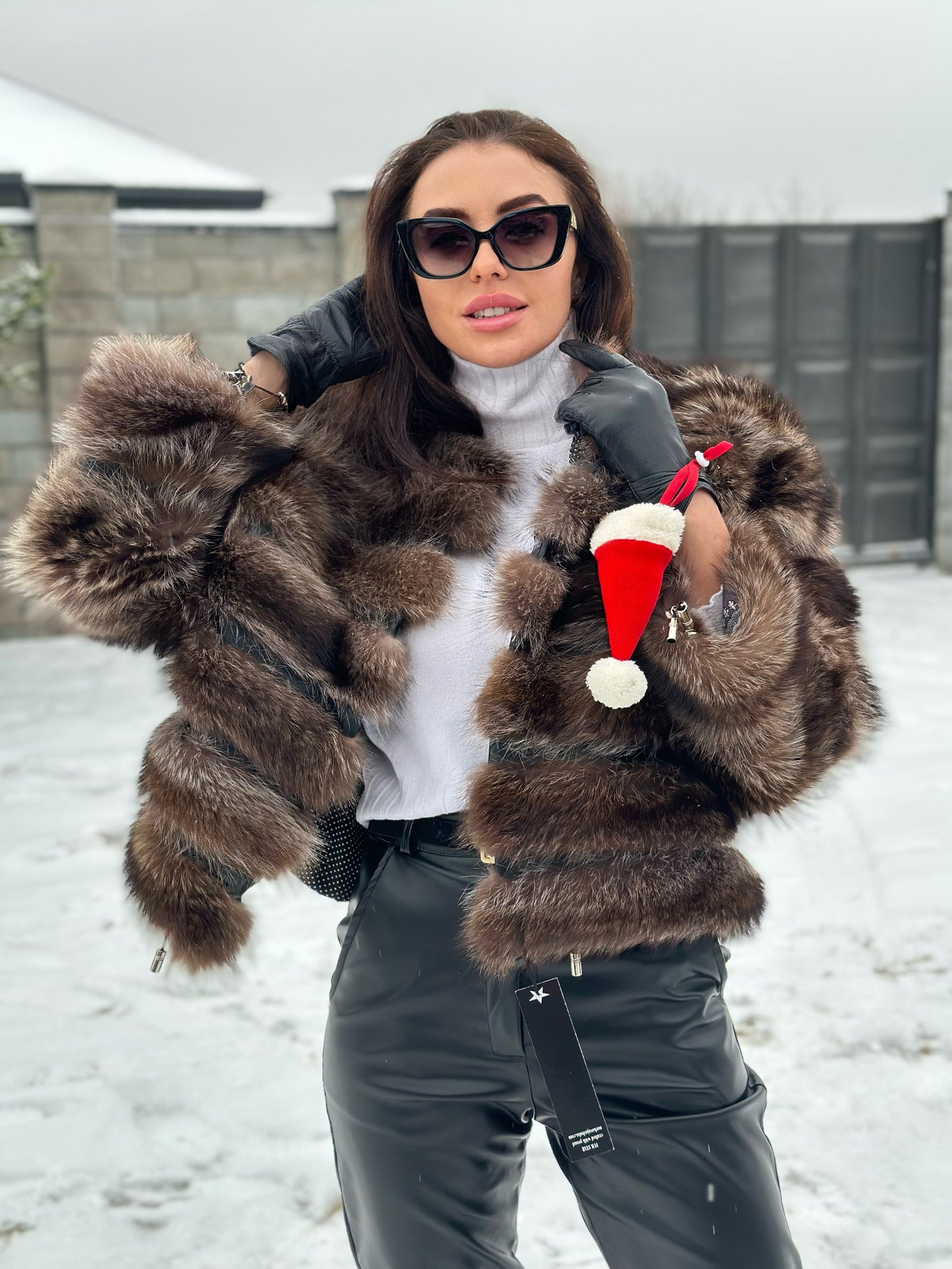 Real raccoon 100% Fur SHORT BOMBER Coat Size L 1109838 HORIZONTAL STYLE