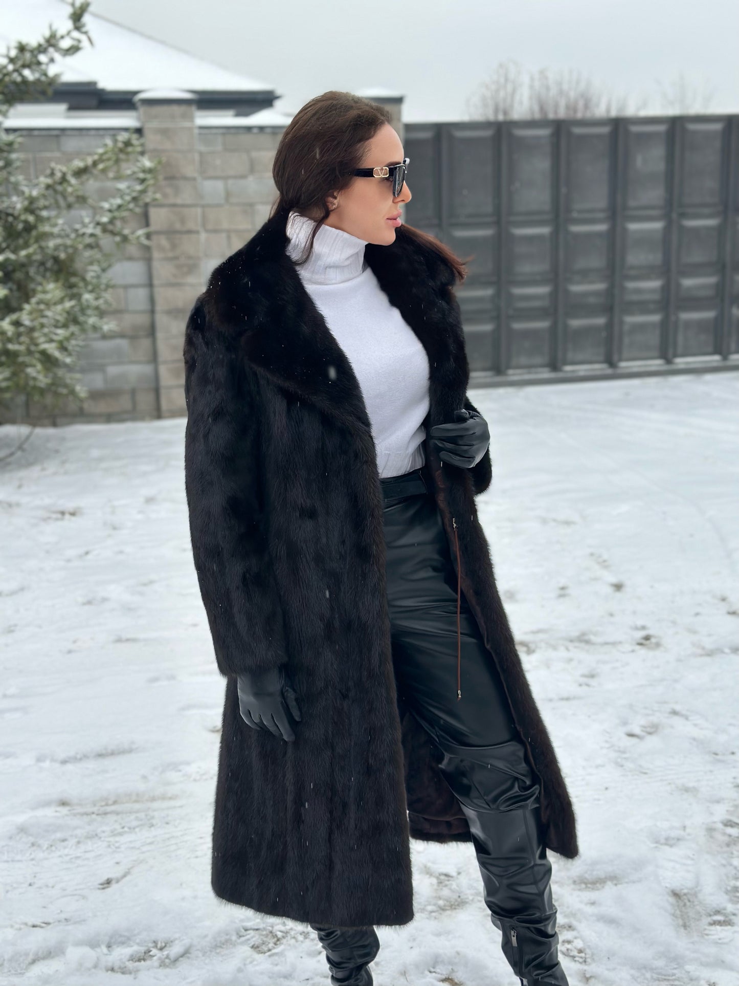 New 100% genuine real Natural mink fur coat jacket 1109829 size L dark brown