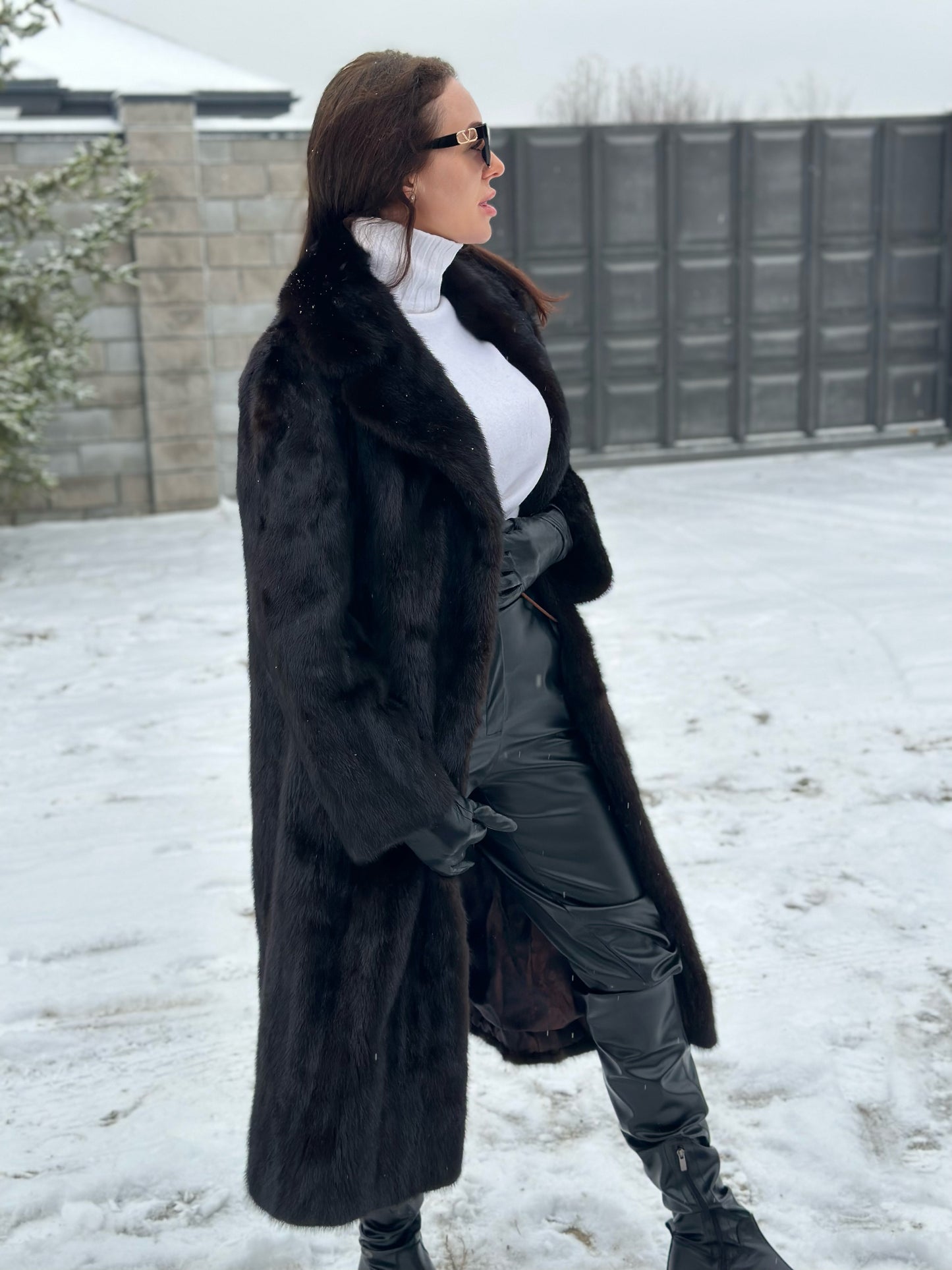 New 100% genuine real Natural mink fur coat jacket 1109829 size L dark brown