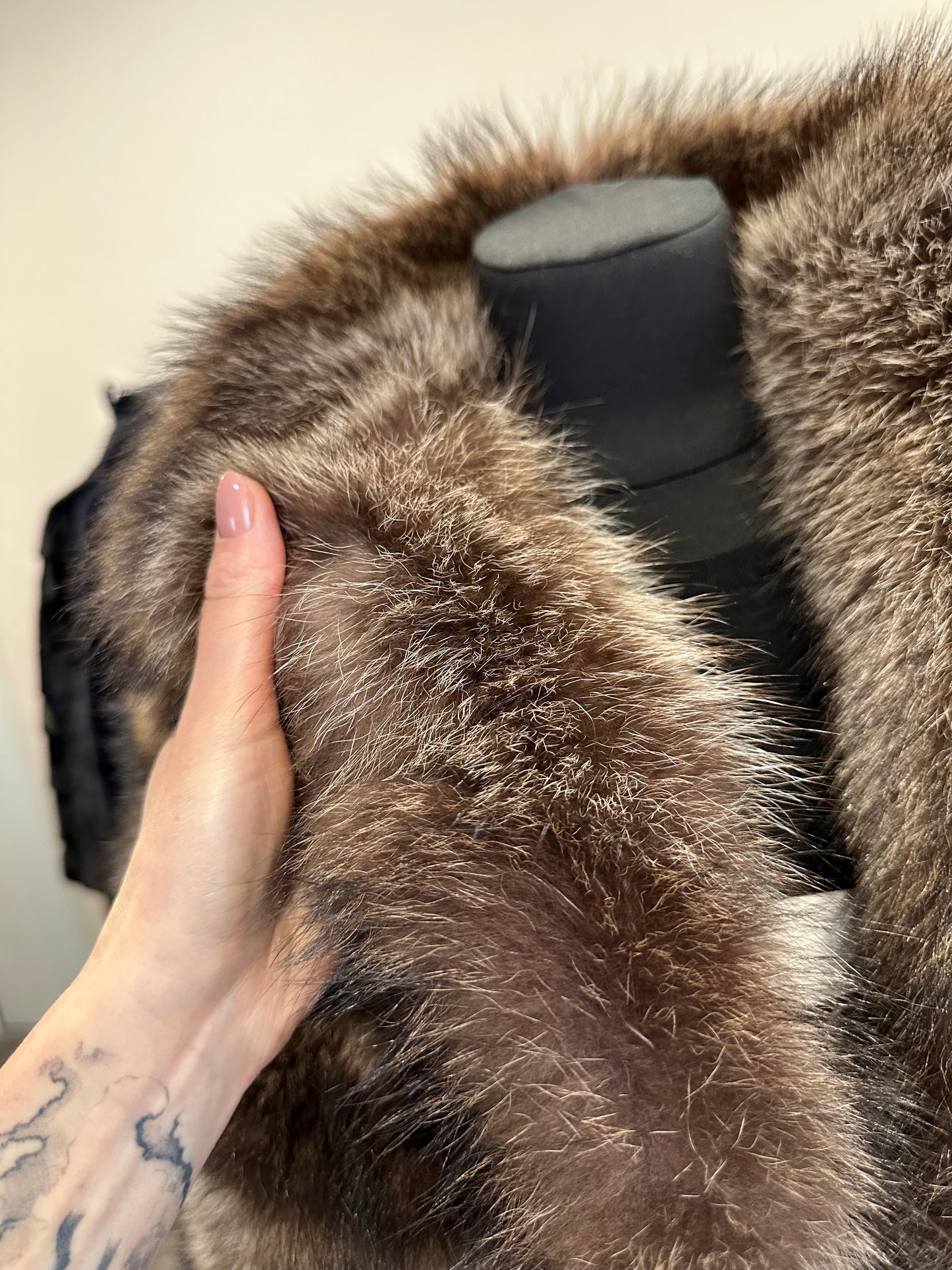 Beautiful Real Red RACCOON Fur SHORT Coat Sz XL 1109825 HORIZONTAL STYLE