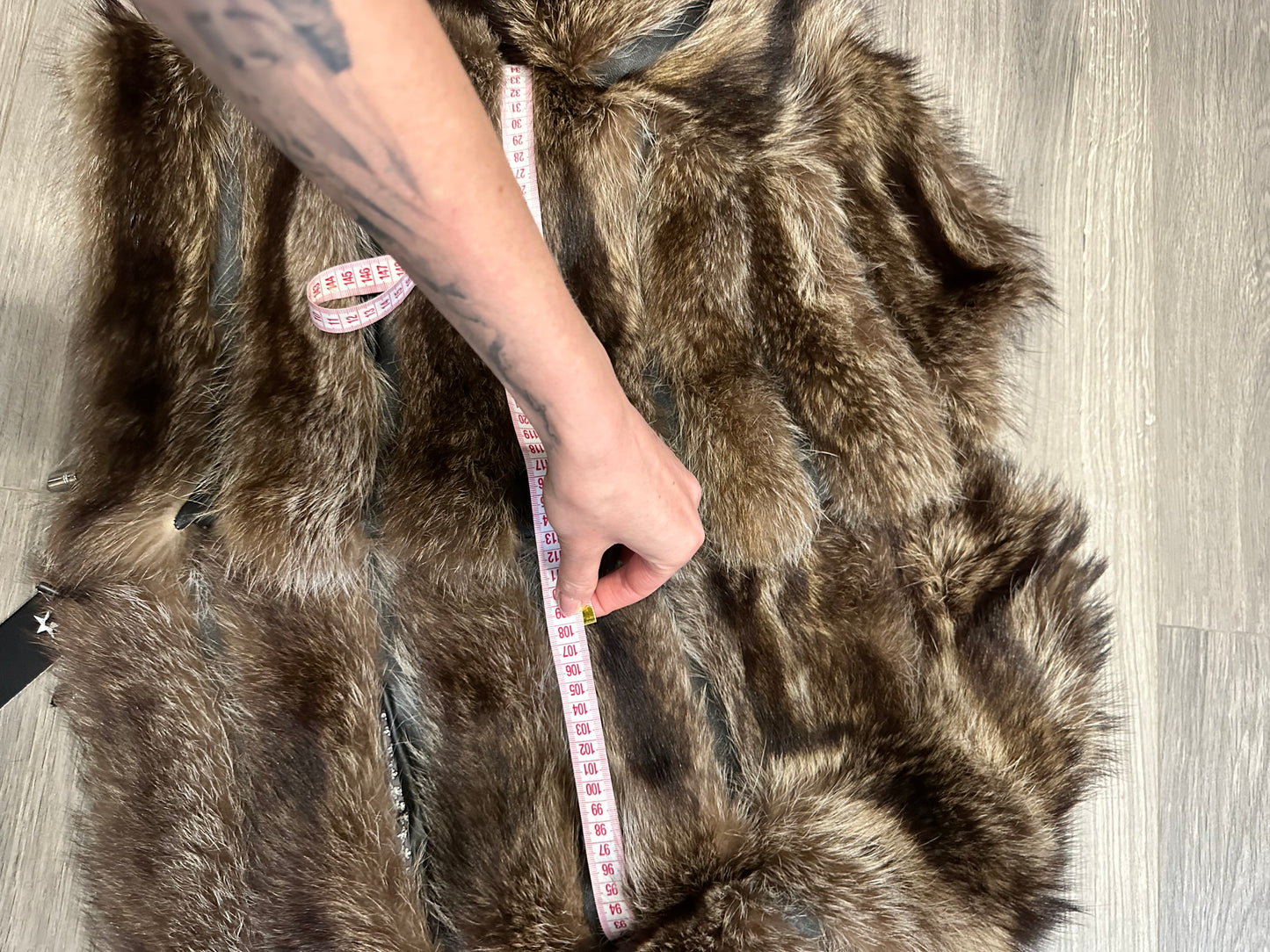 Real raccoon 100% Fur SHORT BOMBER Coat Size L 1109838 HORIZONTAL STYLE