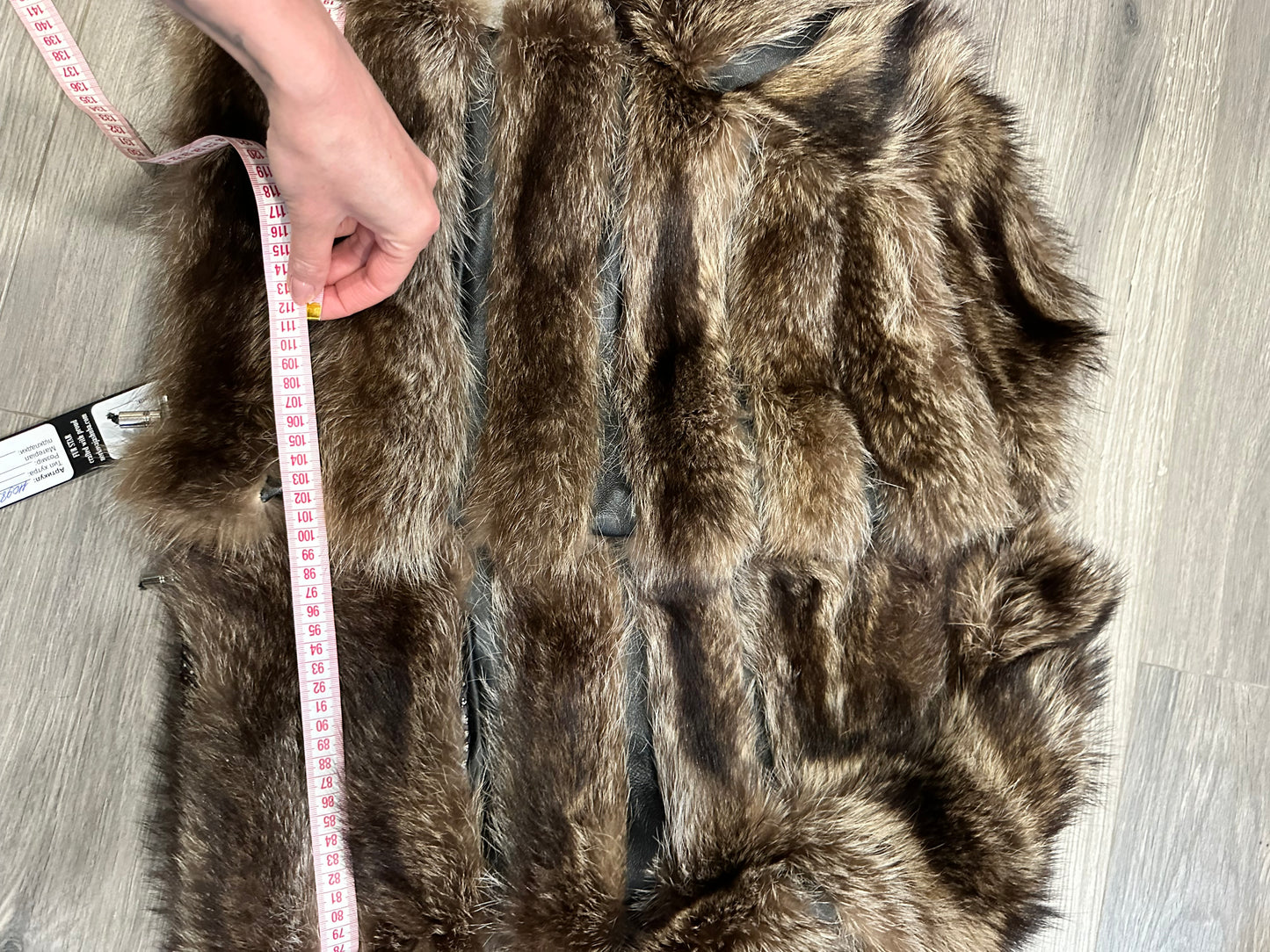Real raccoon 100% Fur SHORT BOMBER Coat Size L 1109838 HORIZONTAL STYLE