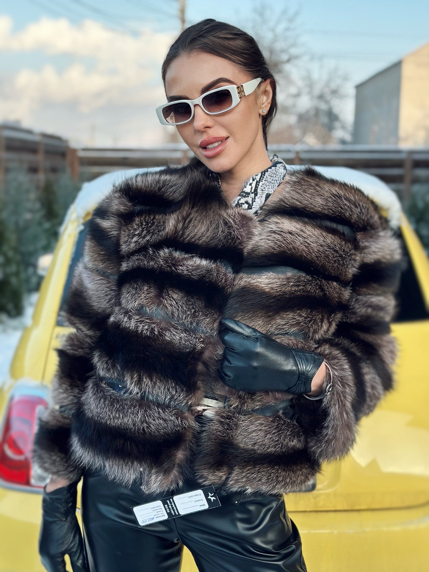 New Real raccoon Fur SHORT BOMBER Coat Size XL 1109833 HORIZONTAL STYLE