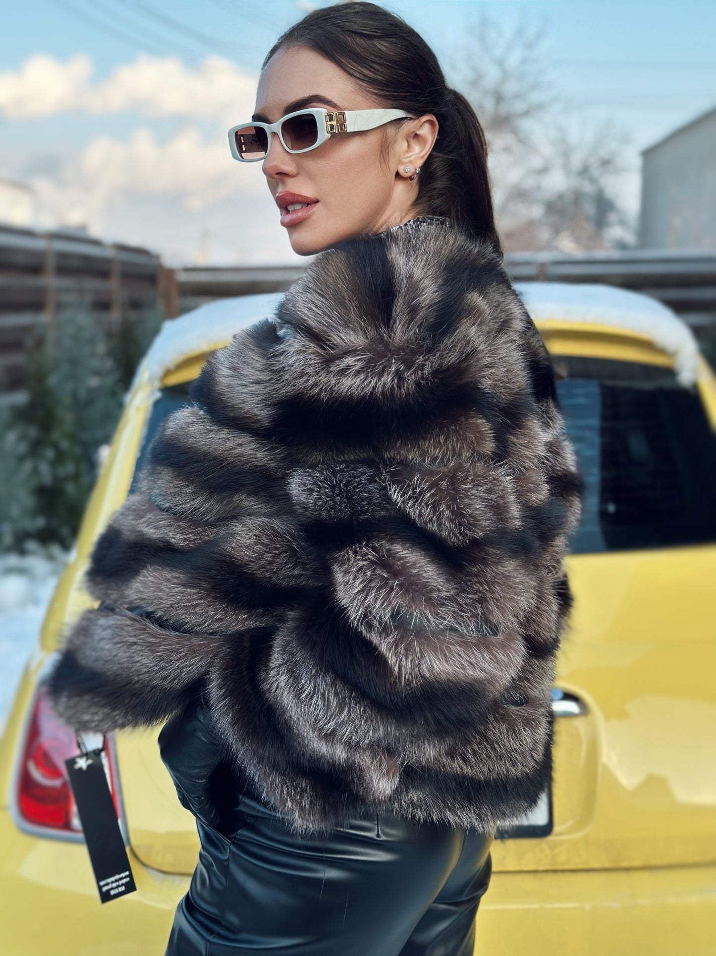 New Real raccoon Fur SHORT BOMBER Coat Size XL 1109833 HORIZONTAL STYLE