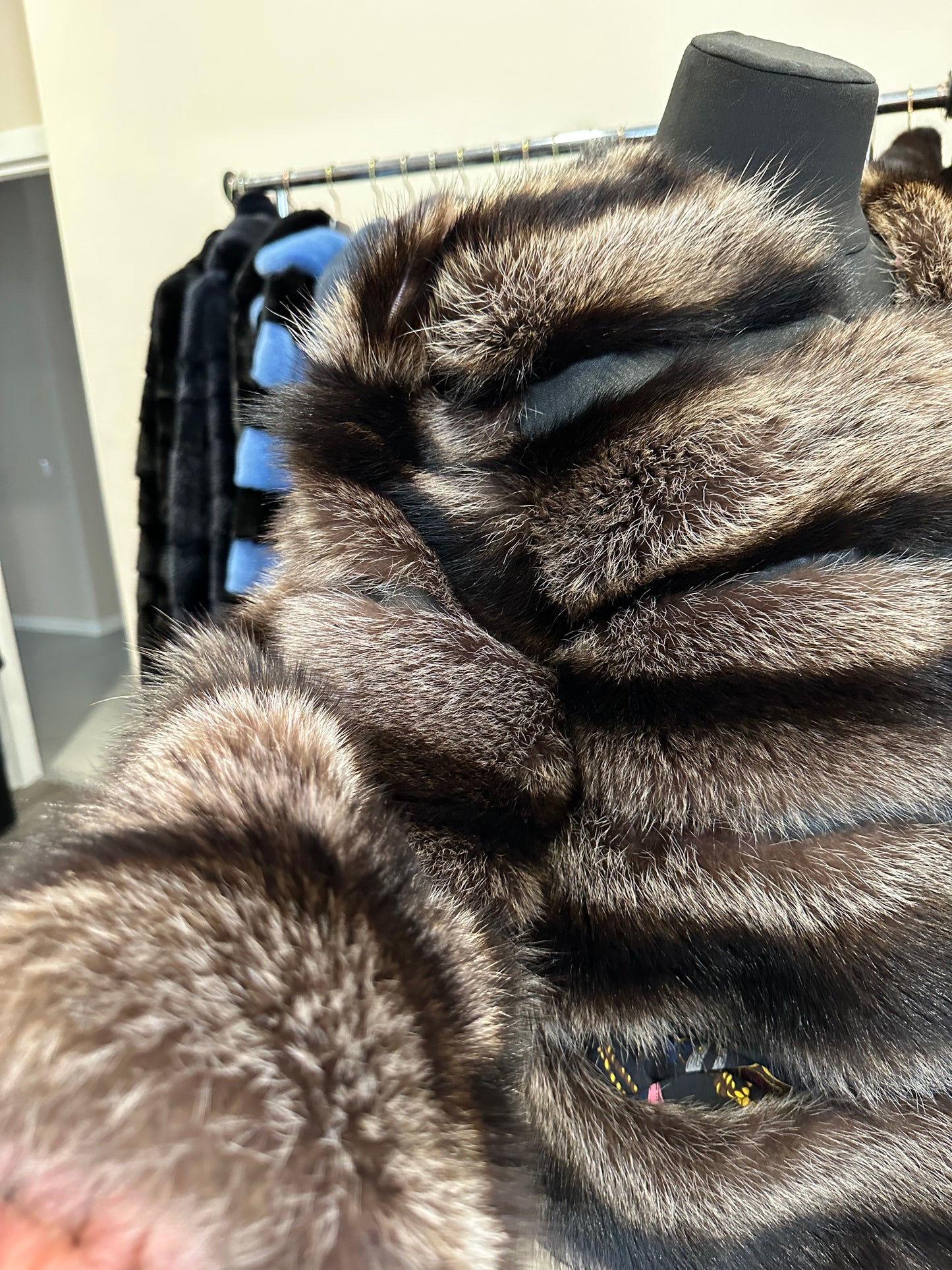 New Real raccoon Fur SHORT BOMBER Coat Size XL 1109833 HORIZONTAL STYLE