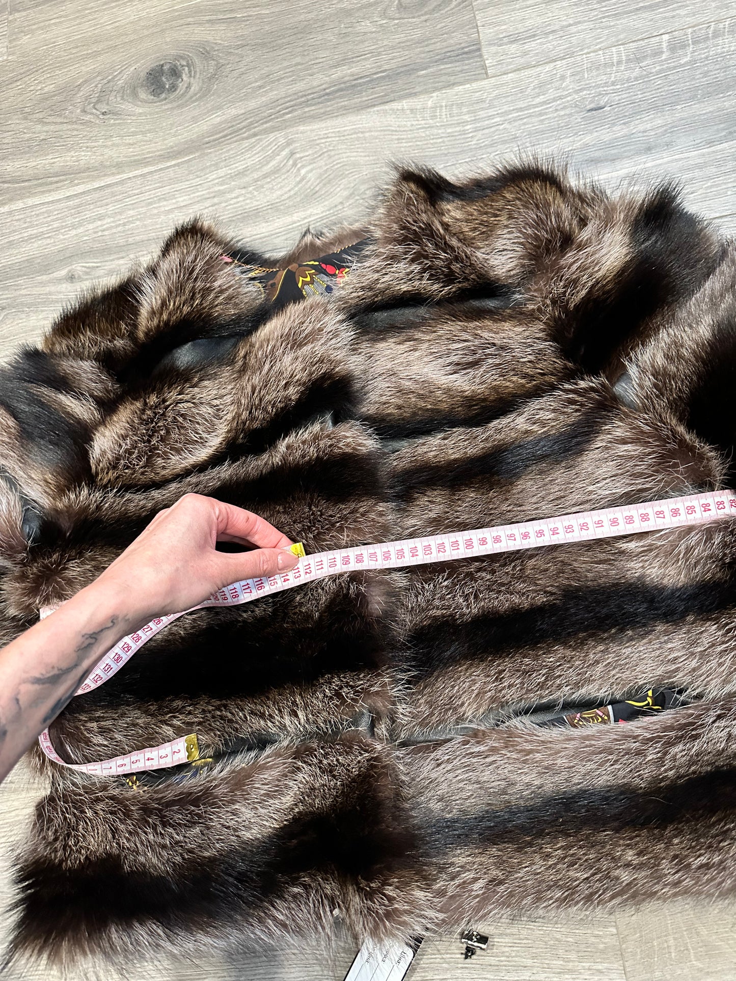 New Real raccoon Fur SHORT BOMBER Coat Size XL 1109833 HORIZONTAL STYLE