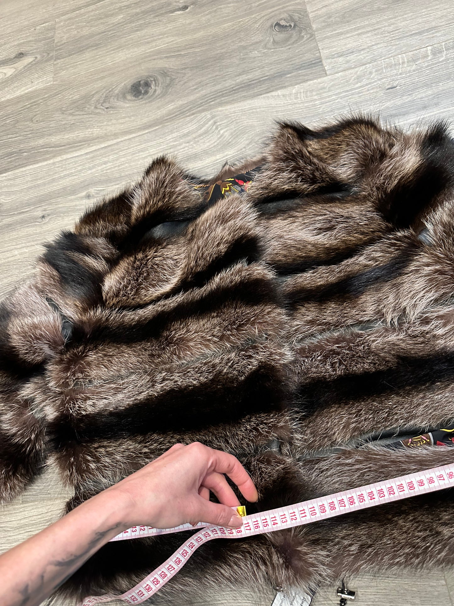 New Real raccoon Fur SHORT BOMBER Coat Size XL 1109833 HORIZONTAL STYLE