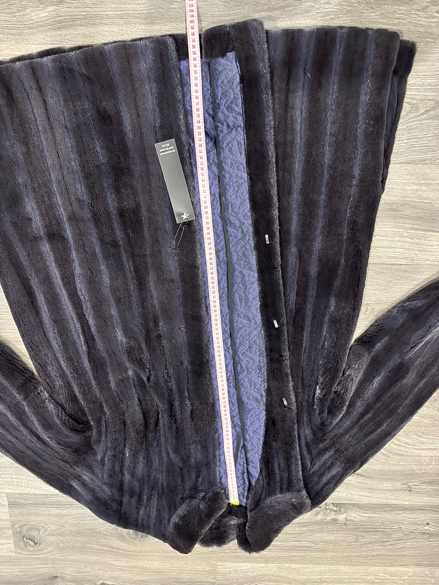 Real Luxury Sheared Mink Fur Coat Dark Graphite Color Full Length XL 1109847