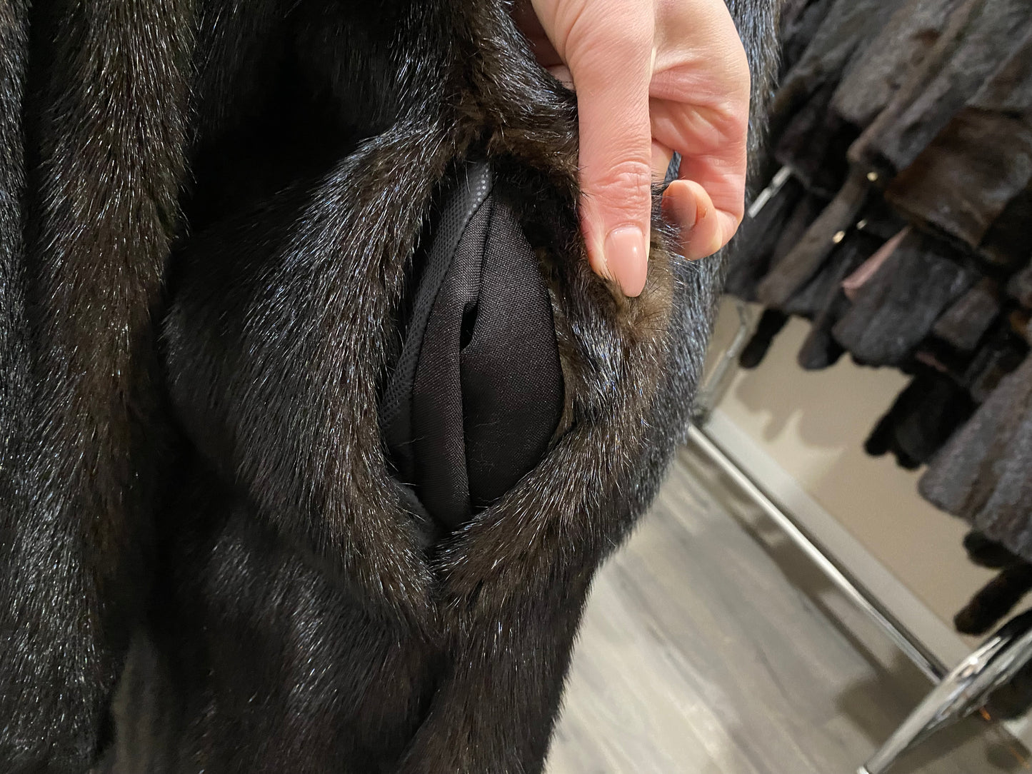 genuine real mink fur coat jacket 1109815 size L new dark brown color