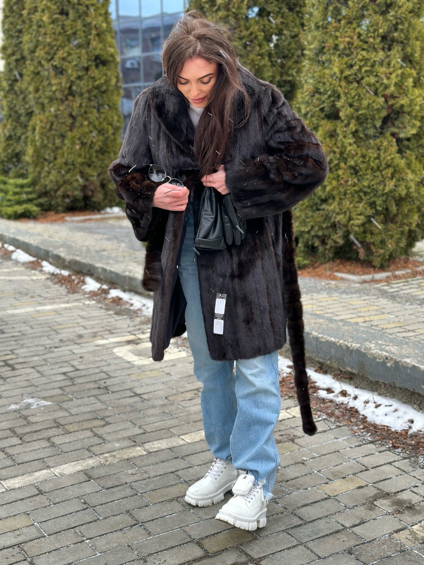 REAL 100% Genuine Mink FUR coat DEEP brown color size M NEW 1109891 WOMEN
