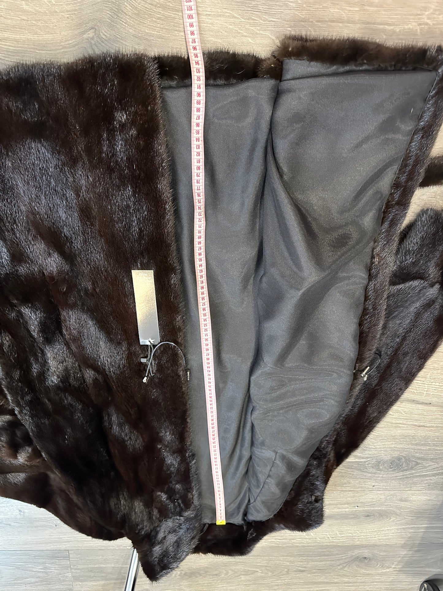 genuine real mink fur coat jacket 1109898 size L new dark brown color