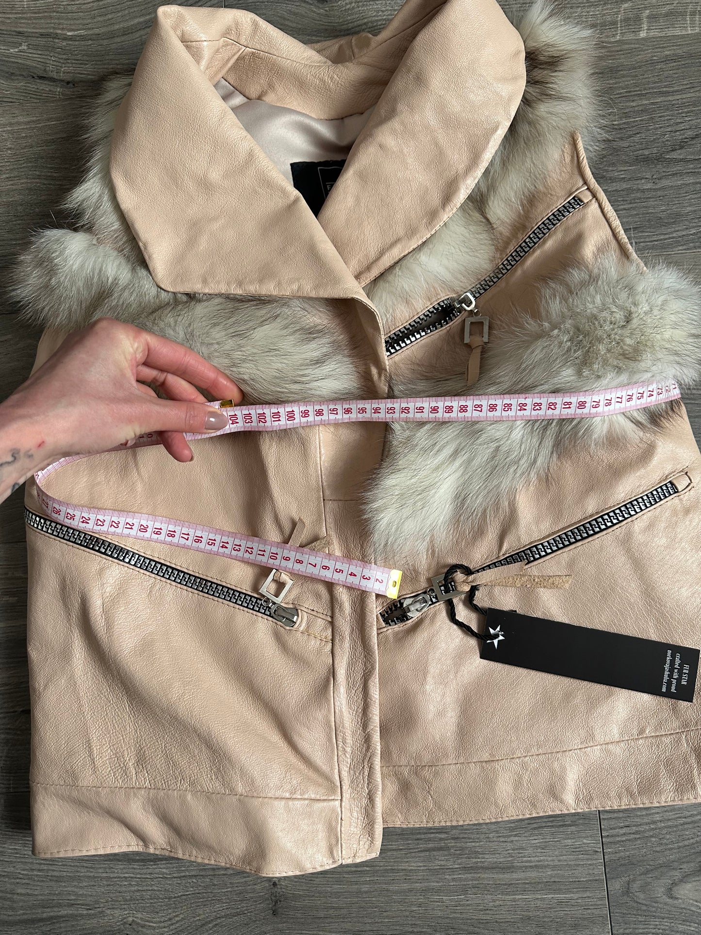REAL genuine FOX fur women vest S SIZE LEATHER 1109912 WITHOUT SLEEVES