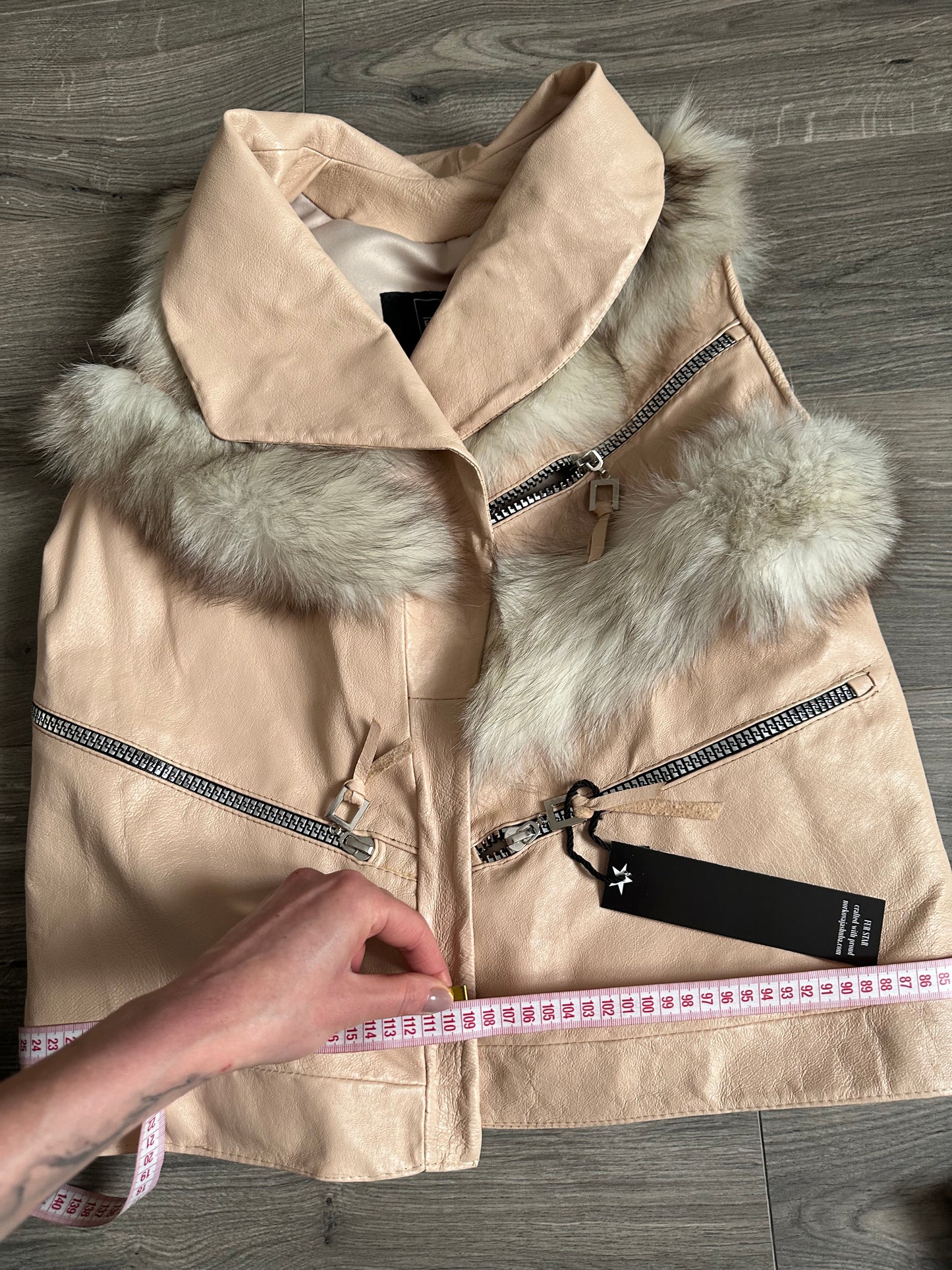 REAL genuine FOX fur women vest S SIZE LEATHER 1109912 WITHOUT SLEEVES