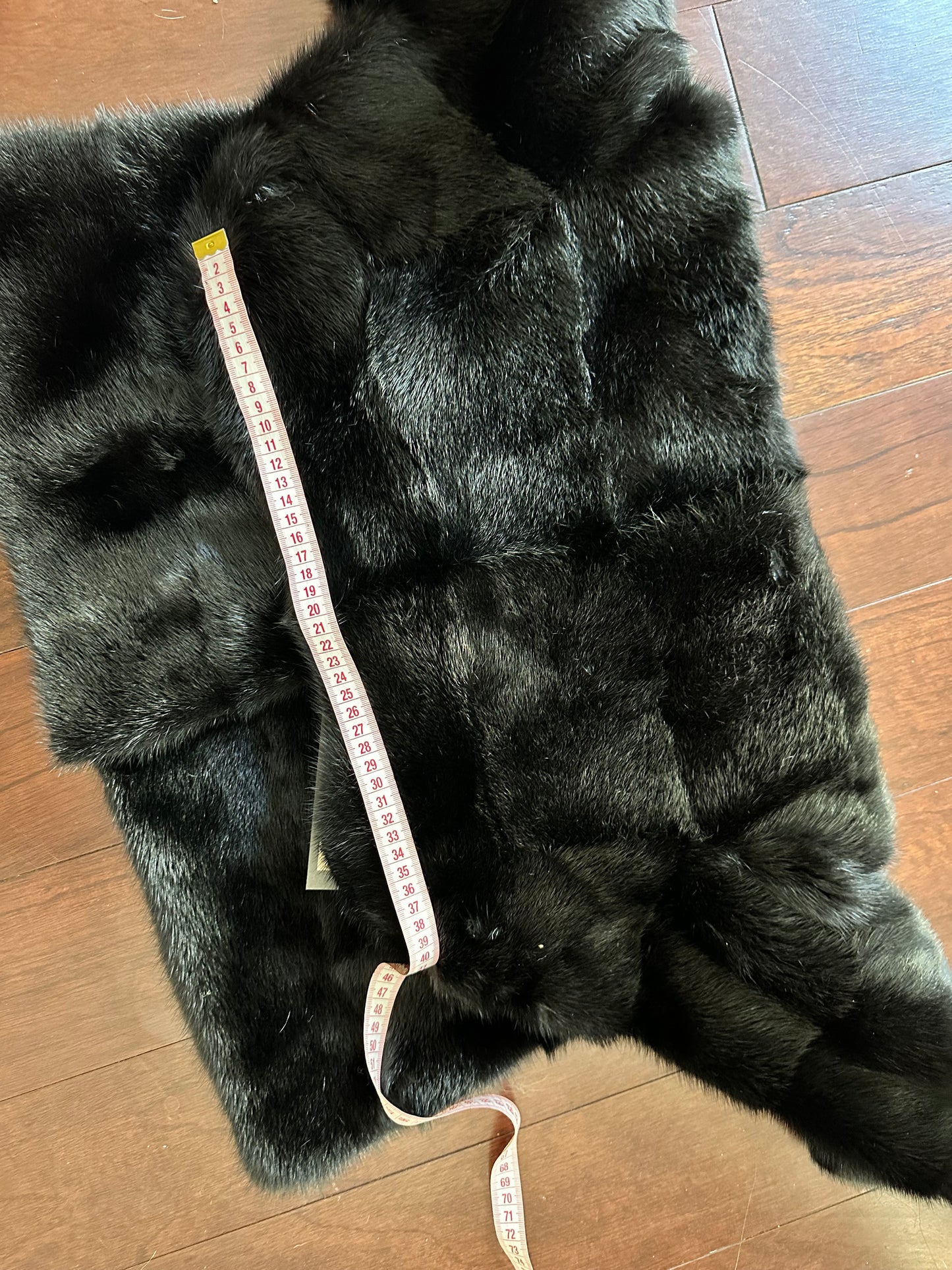 REAL Mink FUR jacket SHORT SLEEVE coat GENUINE 1201070 BLACK size S NEW Luxury