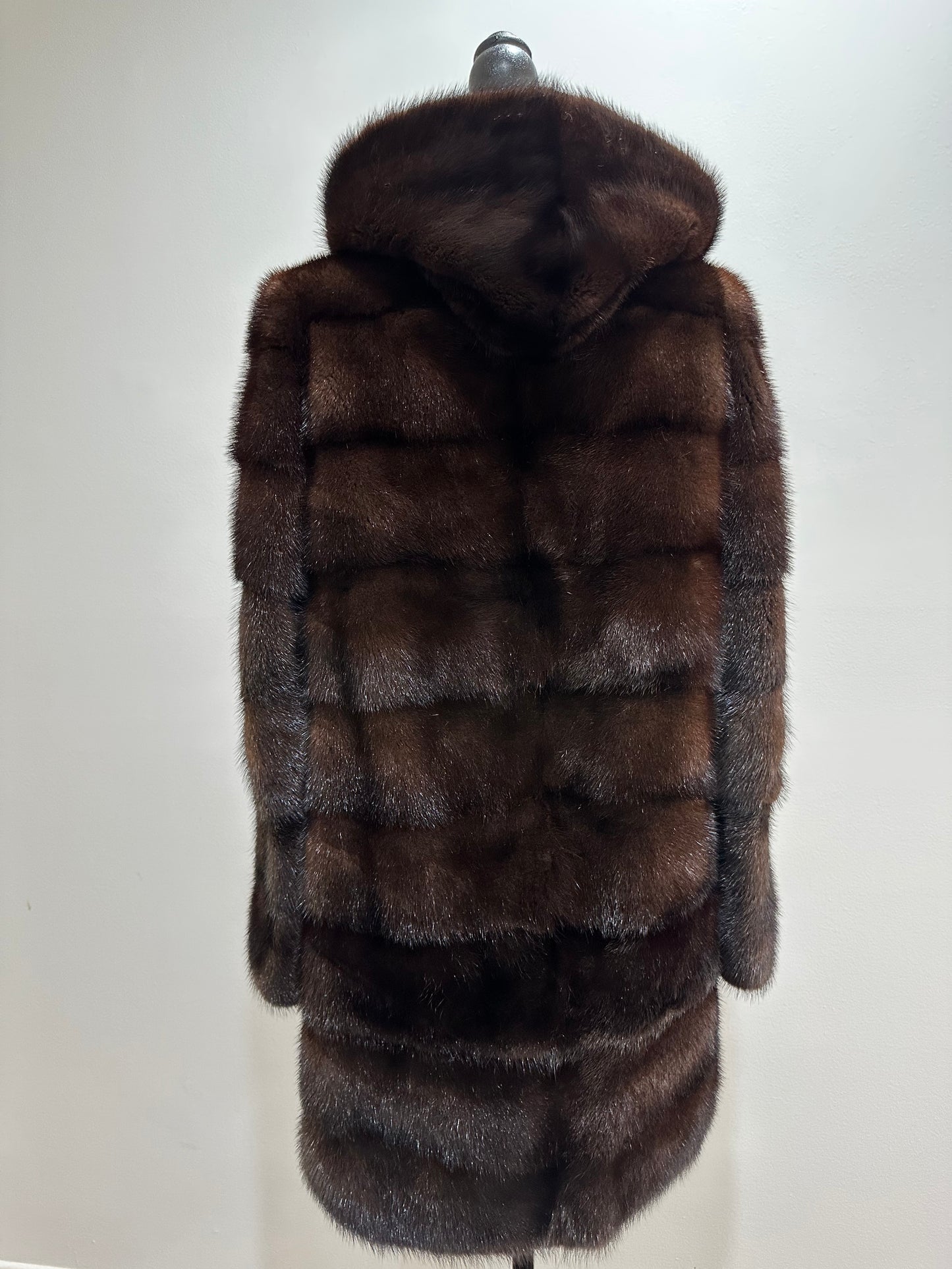 NEW REAL MINK FUR coat size XS SMALL 1201071 HORIZONTAL long sleeve jacket BROWN