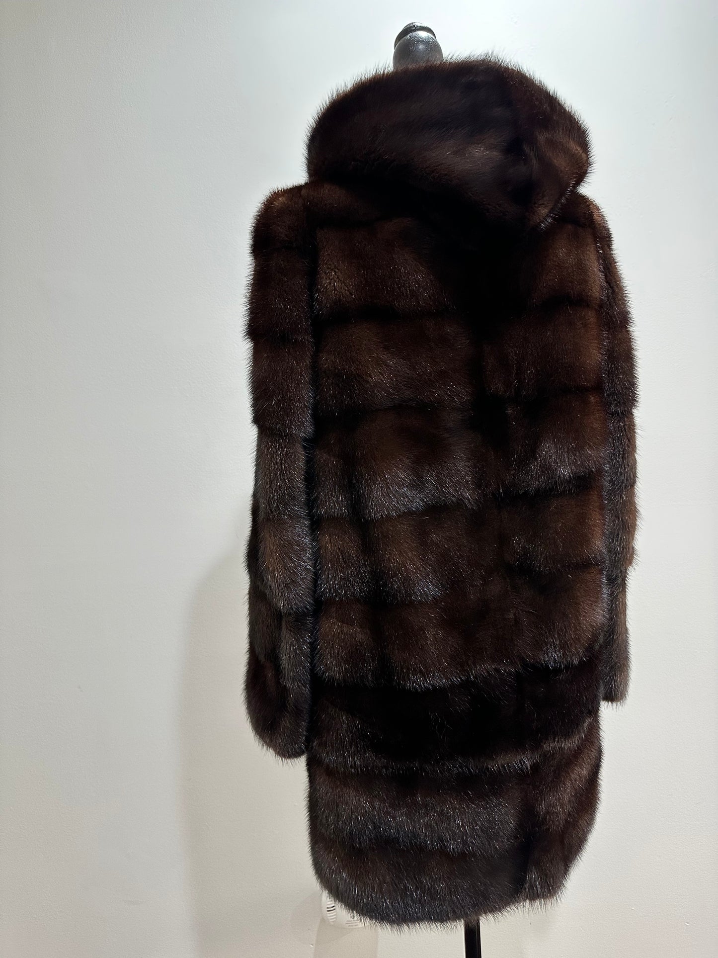 NEW REAL MINK FUR coat size XS SMALL 1201071 HORIZONTAL long sleeve jacket BROWN