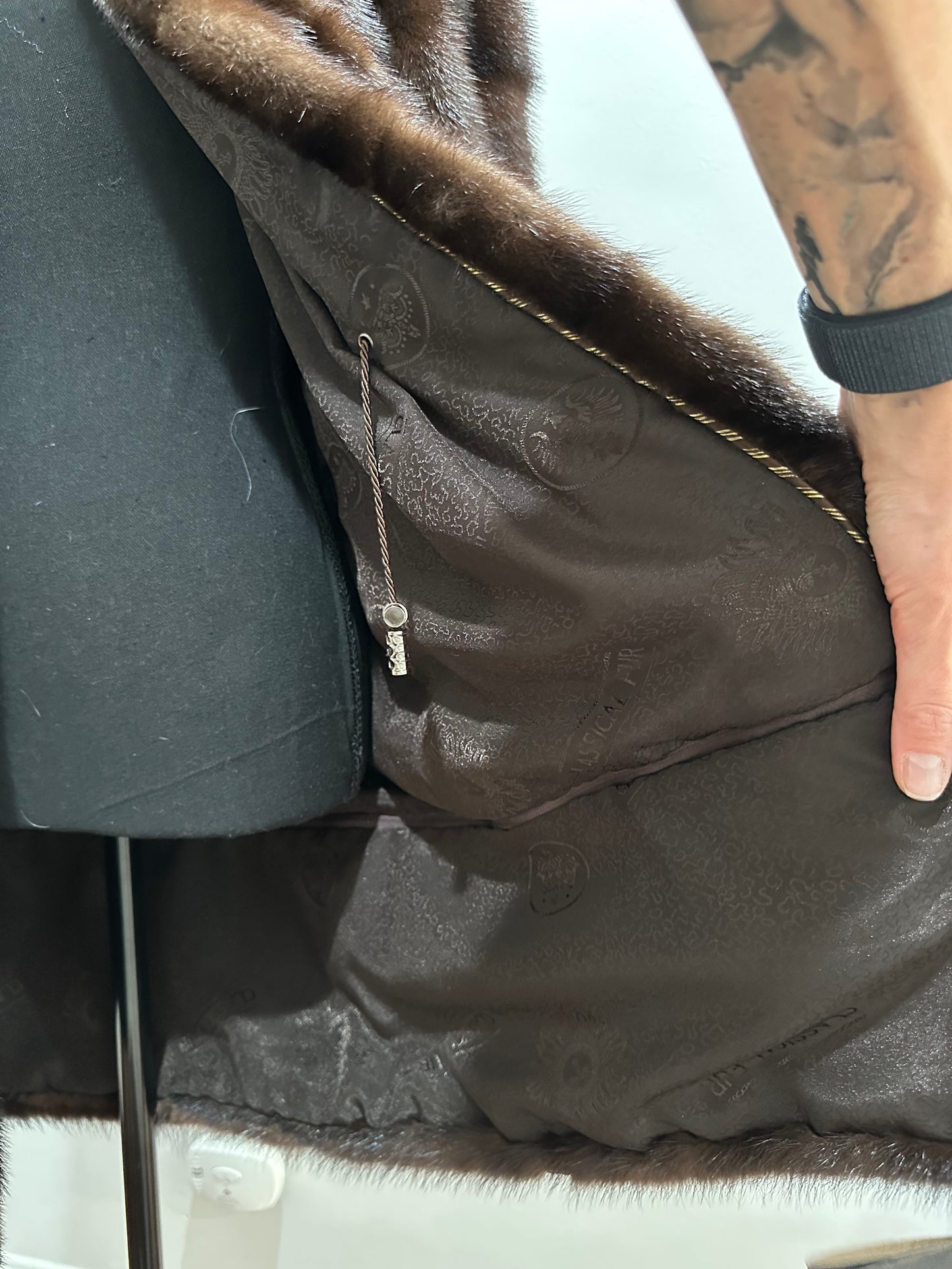 NEW REAL MINK FUR coat size XS SMALL 1201071 HORIZONTAL long sleeve jacket BROWN