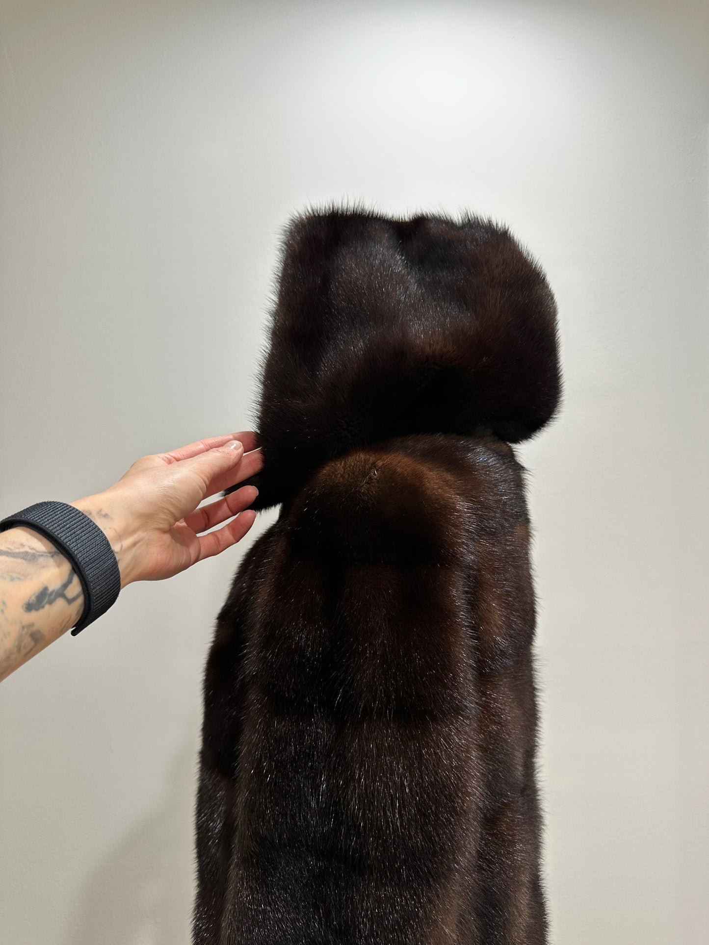 NEW REAL MINK FUR coat size XS SMALL 1201071 HORIZONTAL long sleeve jacket BROWN