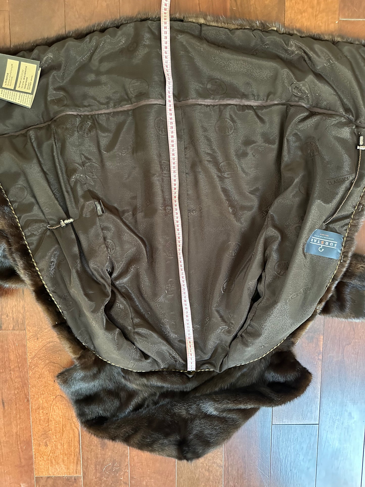 NEW REAL MINK FUR coat size XS SMALL 1201071 HORIZONTAL long sleeve jacket BROWN