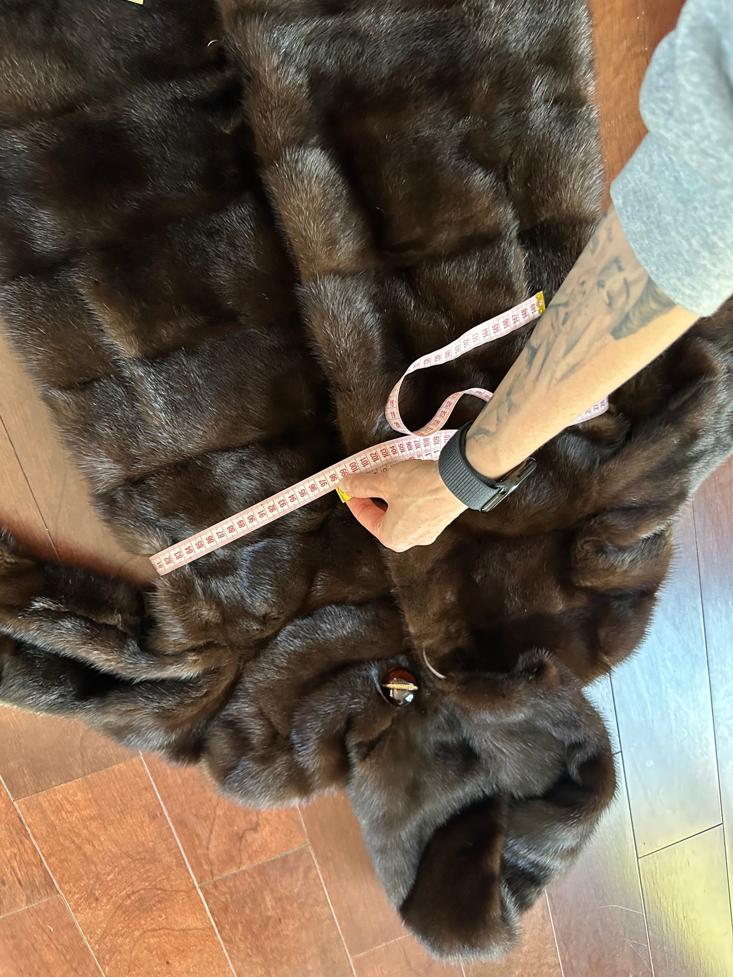 NEW REAL MINK FUR coat size XS SMALL 1201071 HORIZONTAL long sleeve jacket BROWN