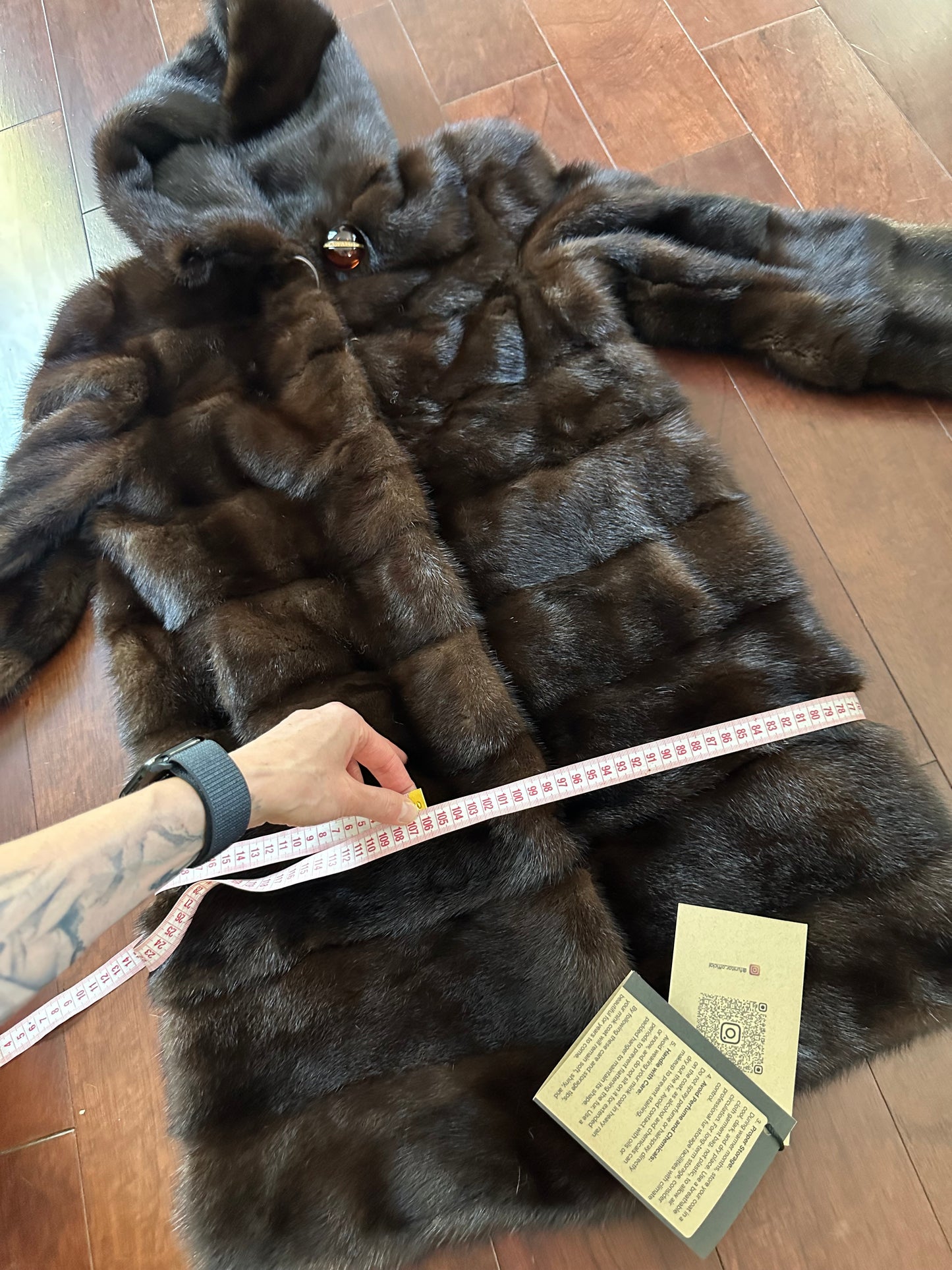 NEW REAL MINK FUR coat size XS SMALL 1201071 HORIZONTAL long sleeve jacket BROWN