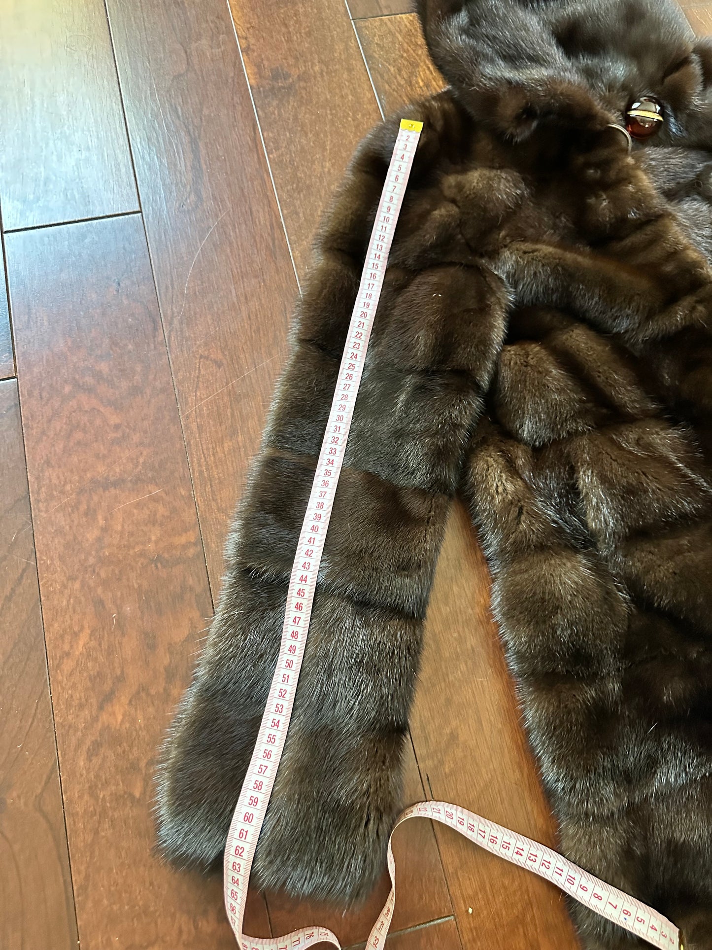 NEW REAL MINK FUR coat size XS SMALL 1201071 HORIZONTAL long sleeve jacket BROWN